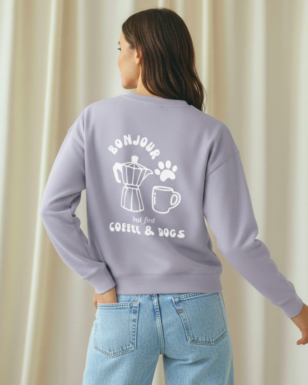 Limited | Organic Sweatshirt 'BONJOUR' | Lavendel