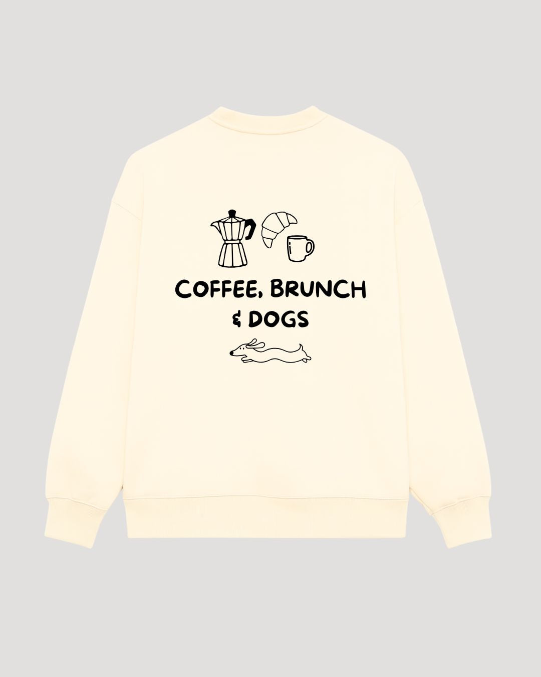 Premium Organic Sweatshirt 'coffee, brunch & dogs'