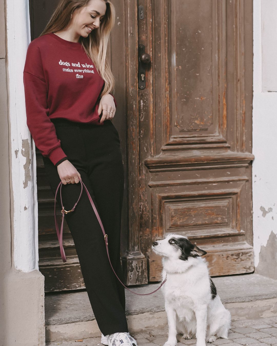 Organic Sweatshirt 'dogs and wine' | Burgundy