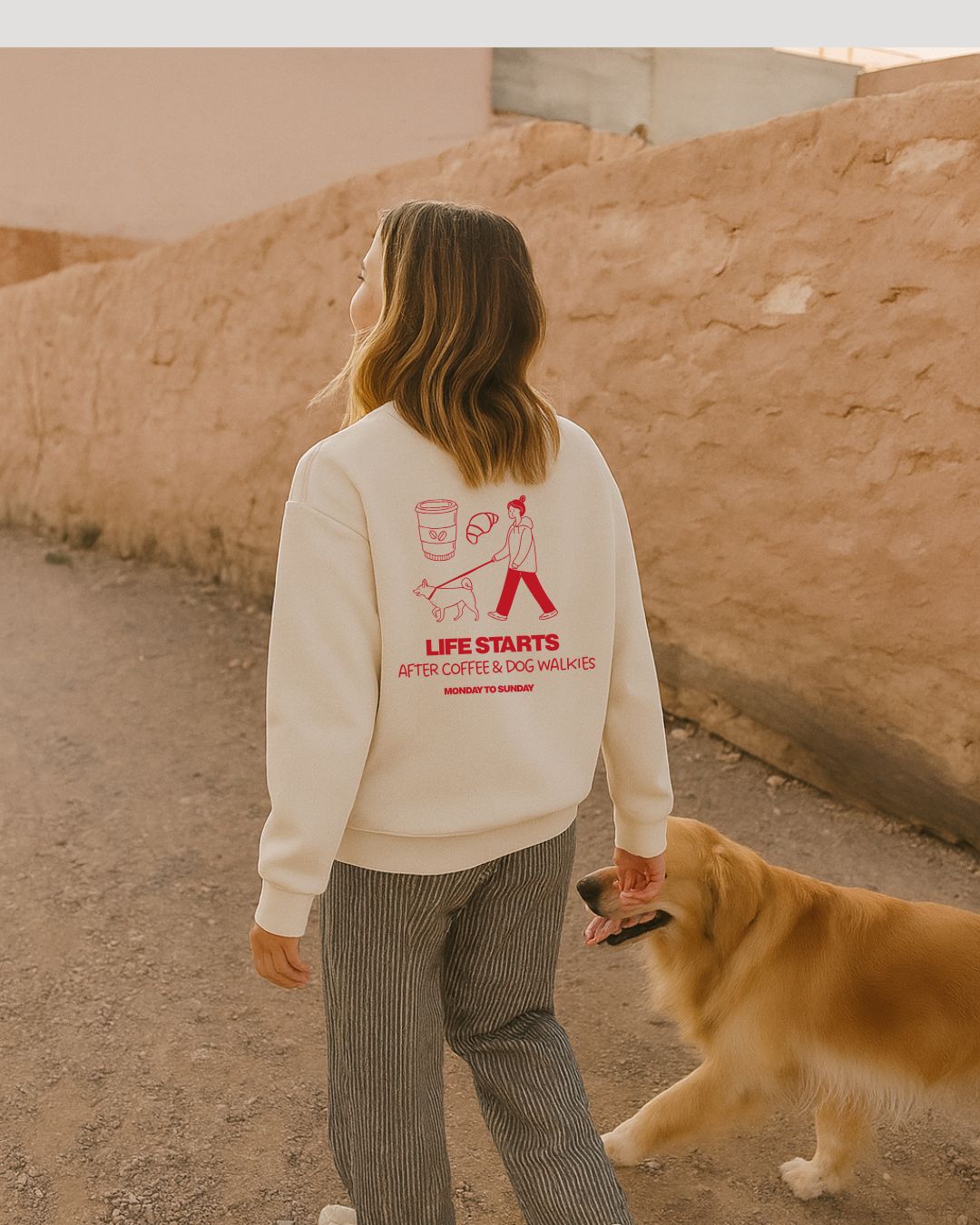 Limited | Organic Sweatshirt 'life starts after coffee & walkies'