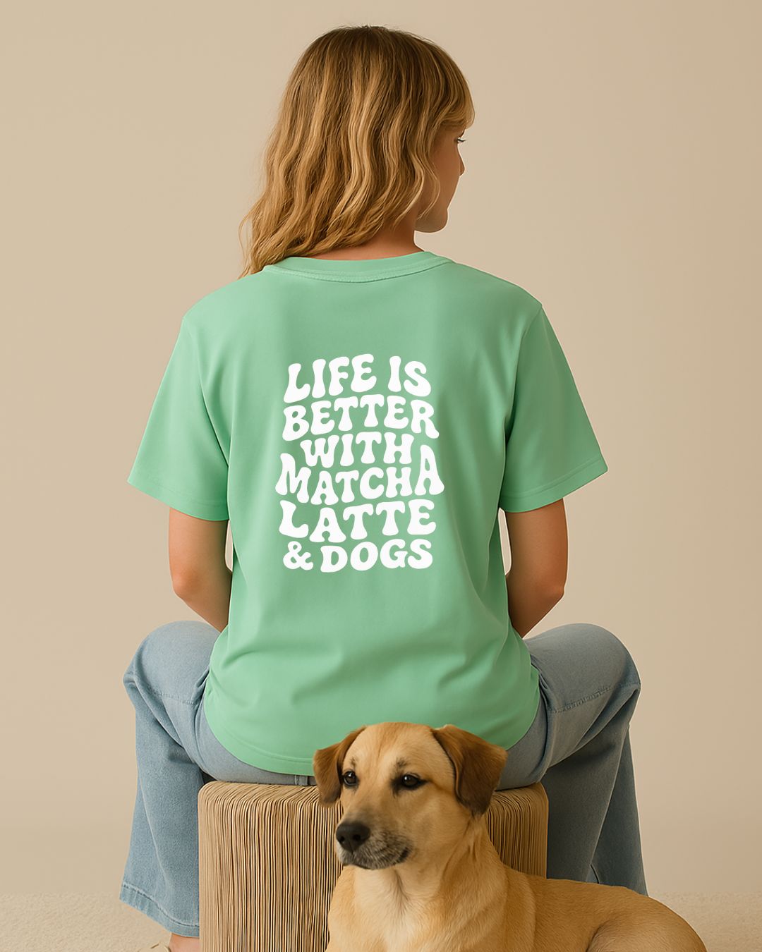 Limited | Organic Shirt 'matcha latte & dogs' | Salbei