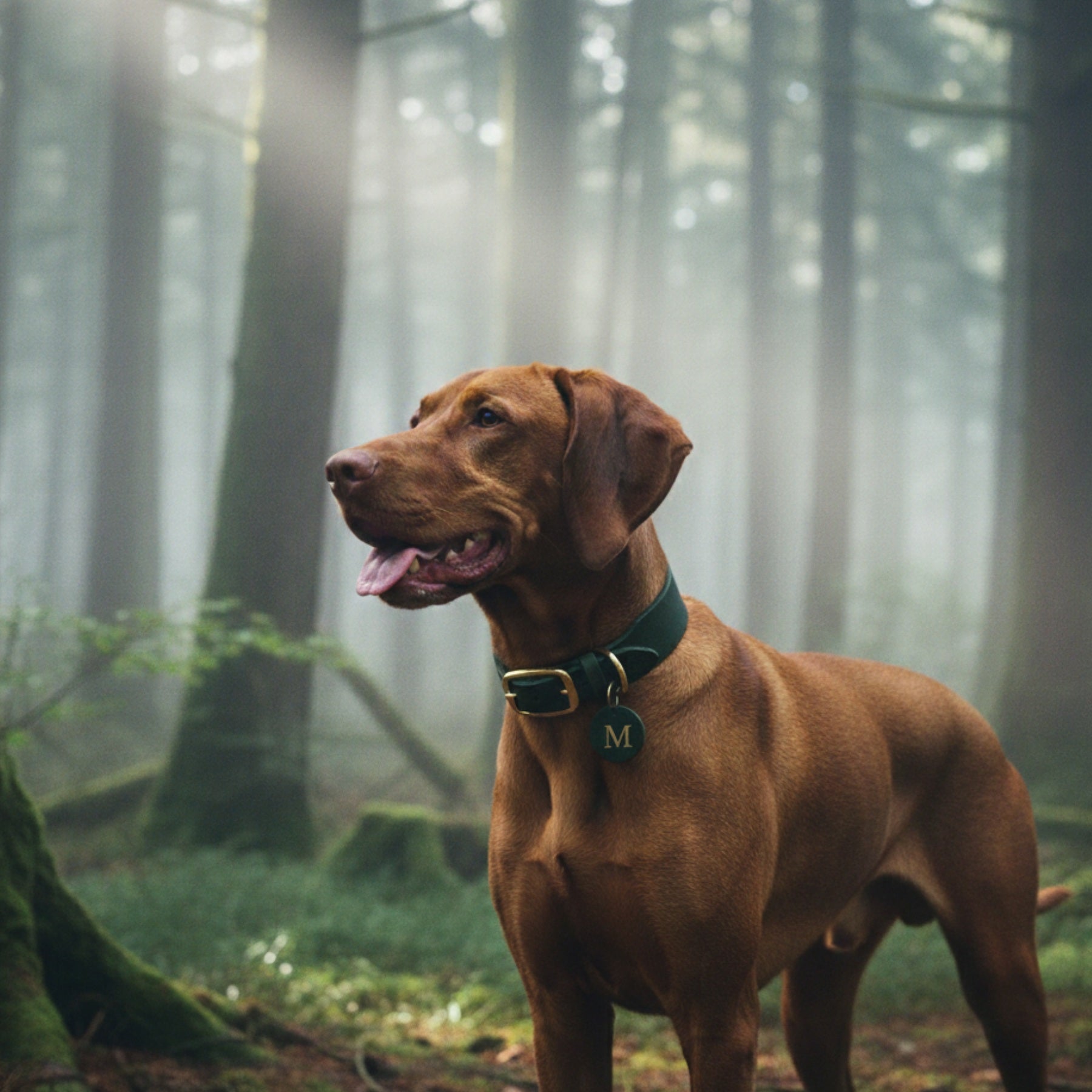 Personalisierbares Lederhalsband mit Name | Petrol