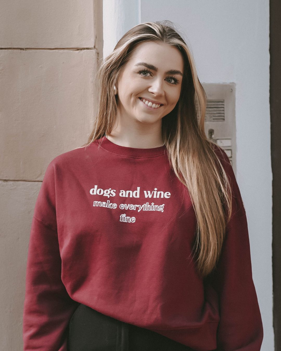 Organic Sweatshirt 'dogs and wine' | Burgundy