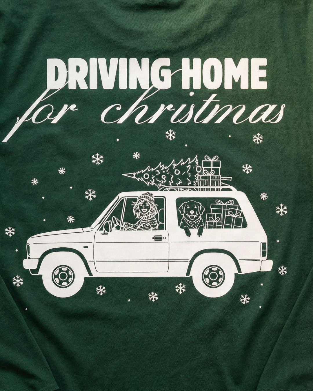 Limited | Organic Longsleeve 'DRIVING HOME for christmas' | Bottle Green