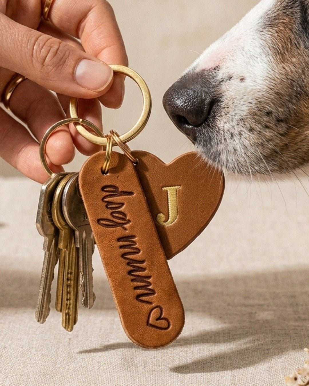 GRATIS ab 109€ | Schlüsselanhänger 'dog mum' + Herzanhänger mit Initial
