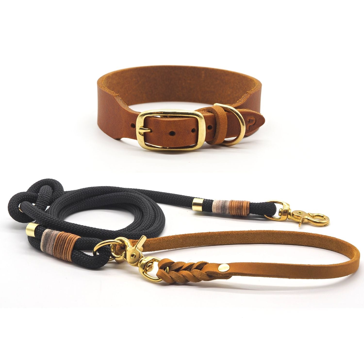 Frühlings-Aktion | Lederhalsband & Tauleine 'Berlin' + GRATIS Gravur + Schlüsselanhänger