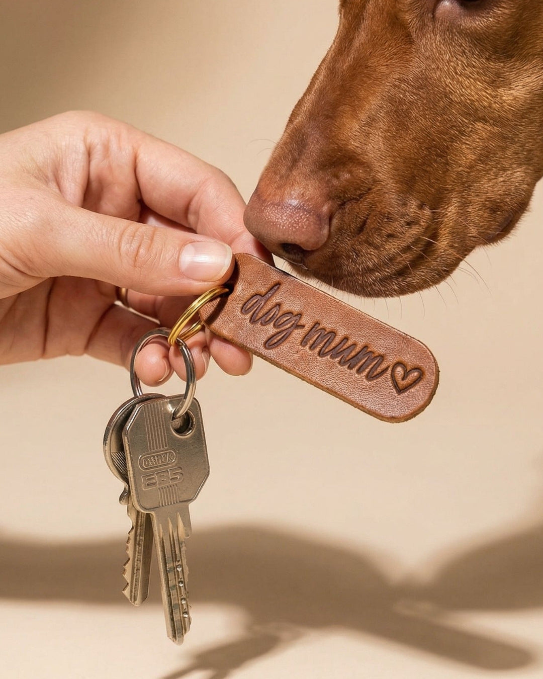 Schlüsselanhänger 'dog mum' aus Leder
