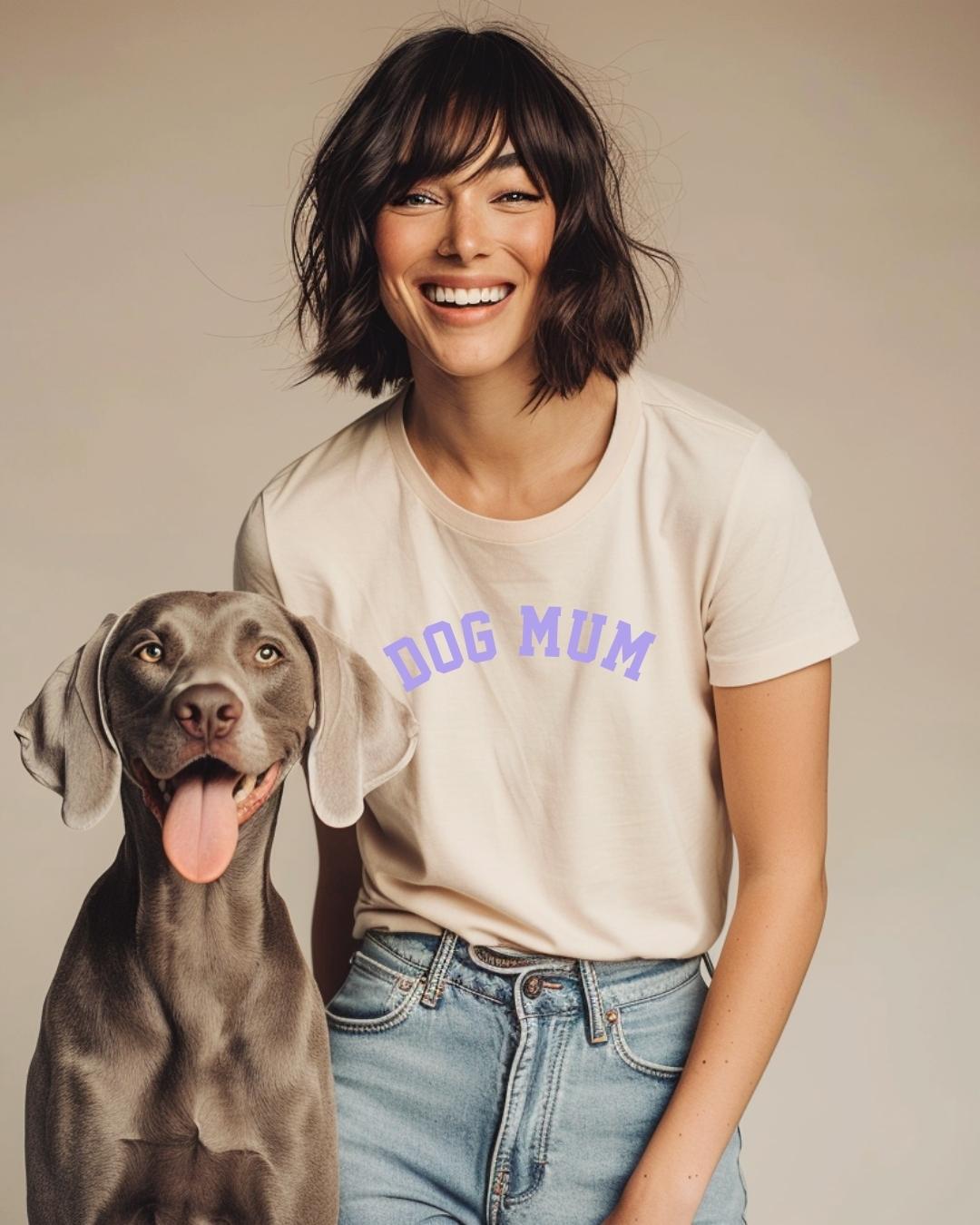 Organic Shirt 'DOG MUM' Lavendel | Vintage White