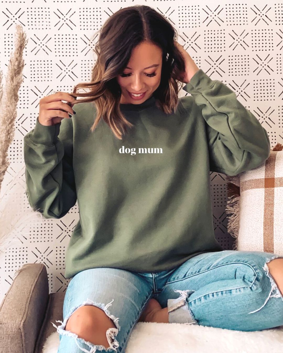 Organic Sweatshirt 'dog mum' | Forest Green