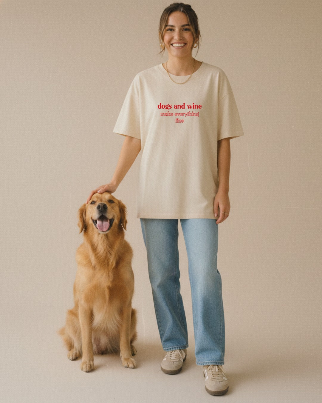 Organic Shirt 'dogs & wine' | Vintage White