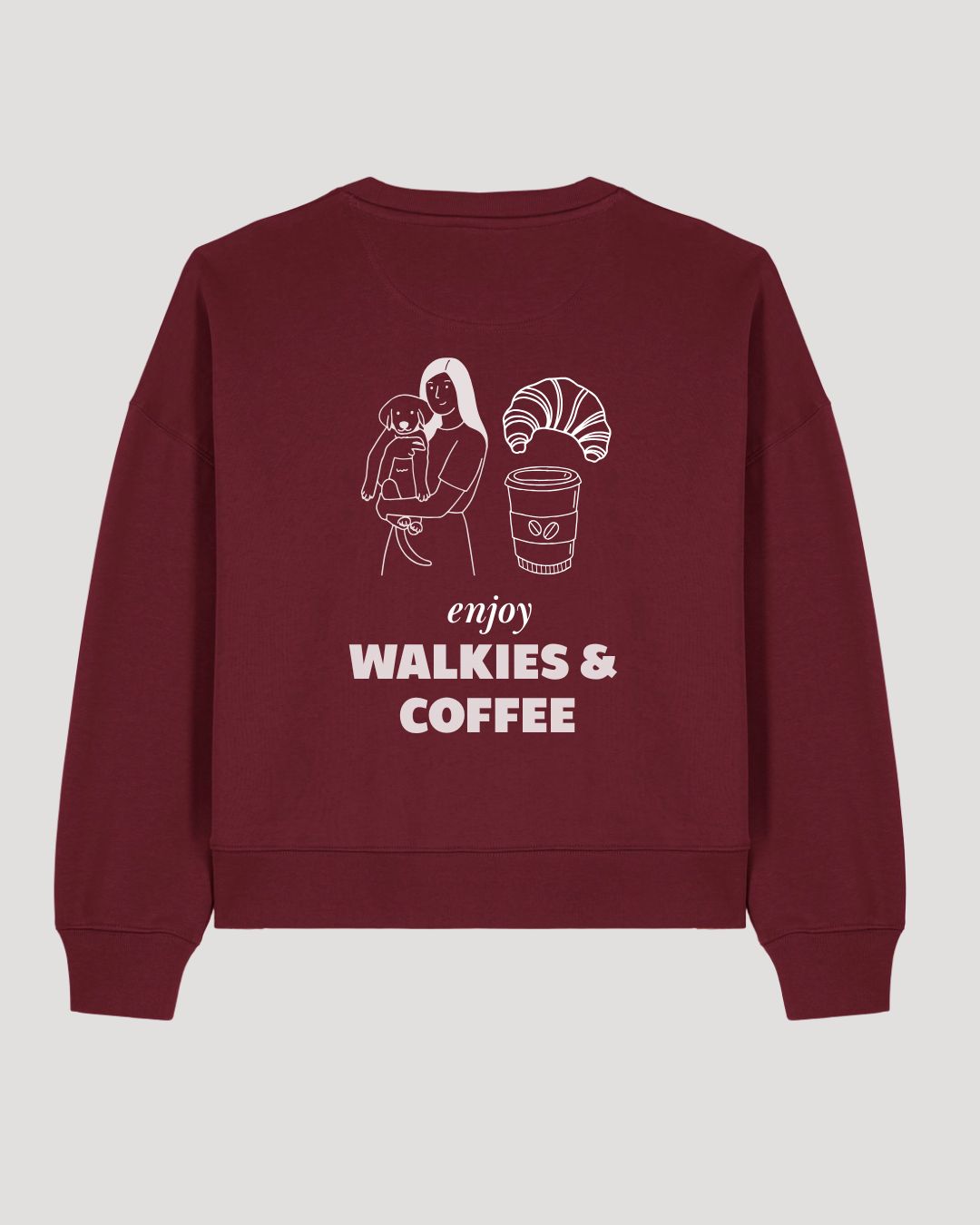 Limited | Organic Sweatshirt 'walkies & coffee' | Burgundy