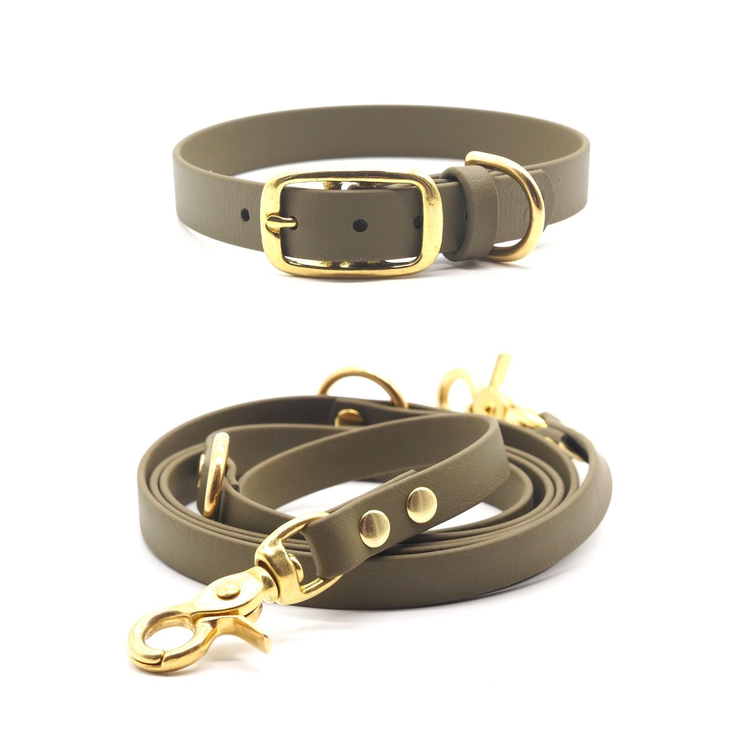 Set | Halsband & Leine aus Biothane® 'Khaki'