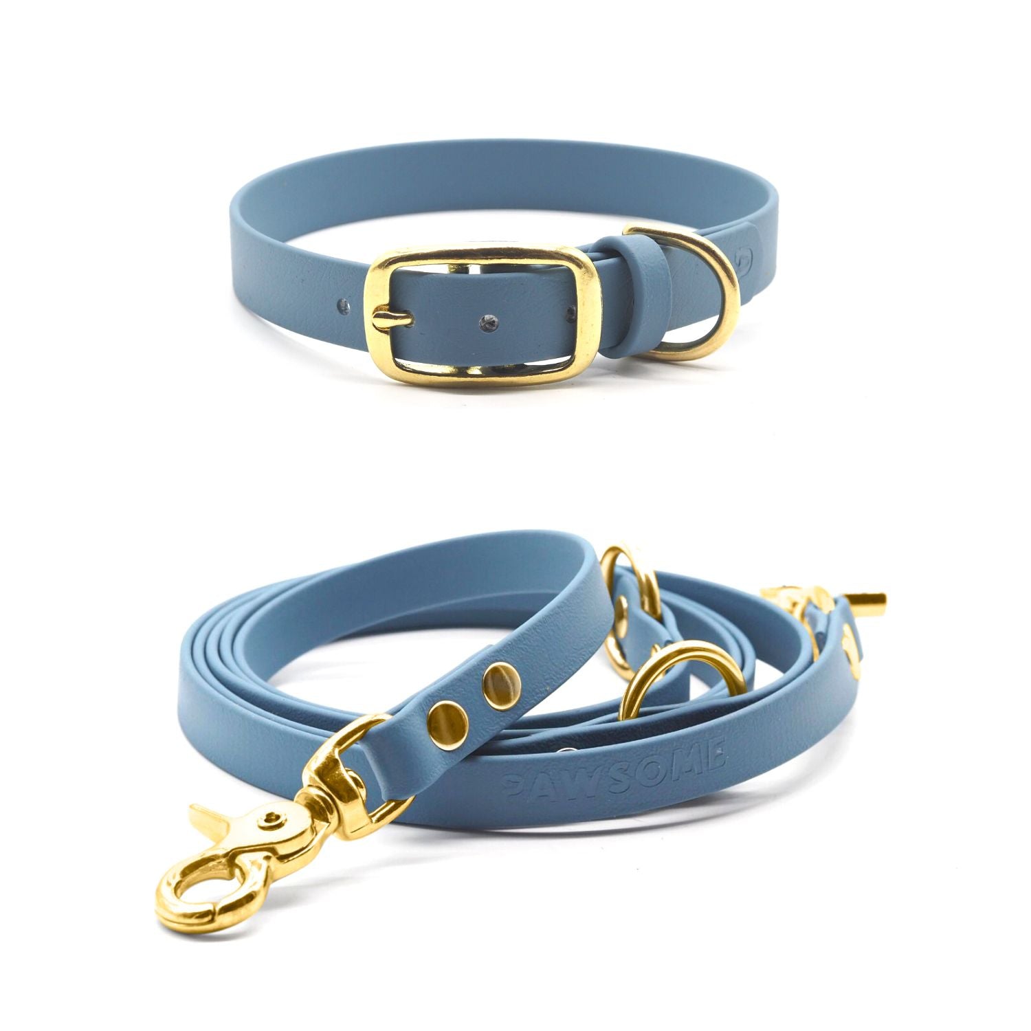 Set | Halsband & Leine aus Biothane® 'Dusty Blue'