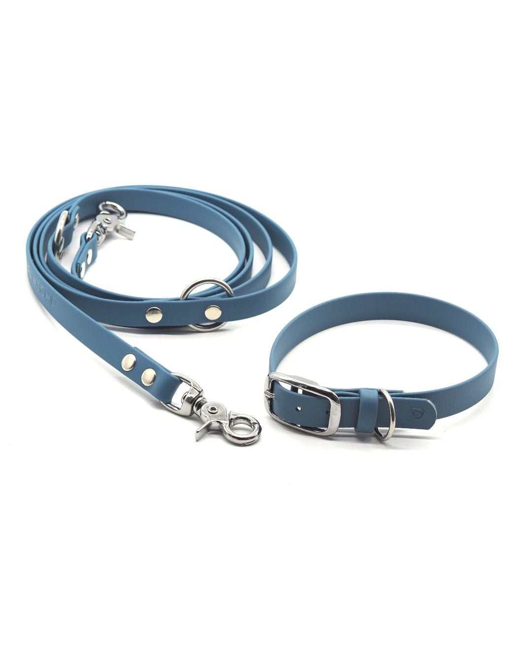 Set | Halsband & Leine aus Biothane® 'Dusty Blue'