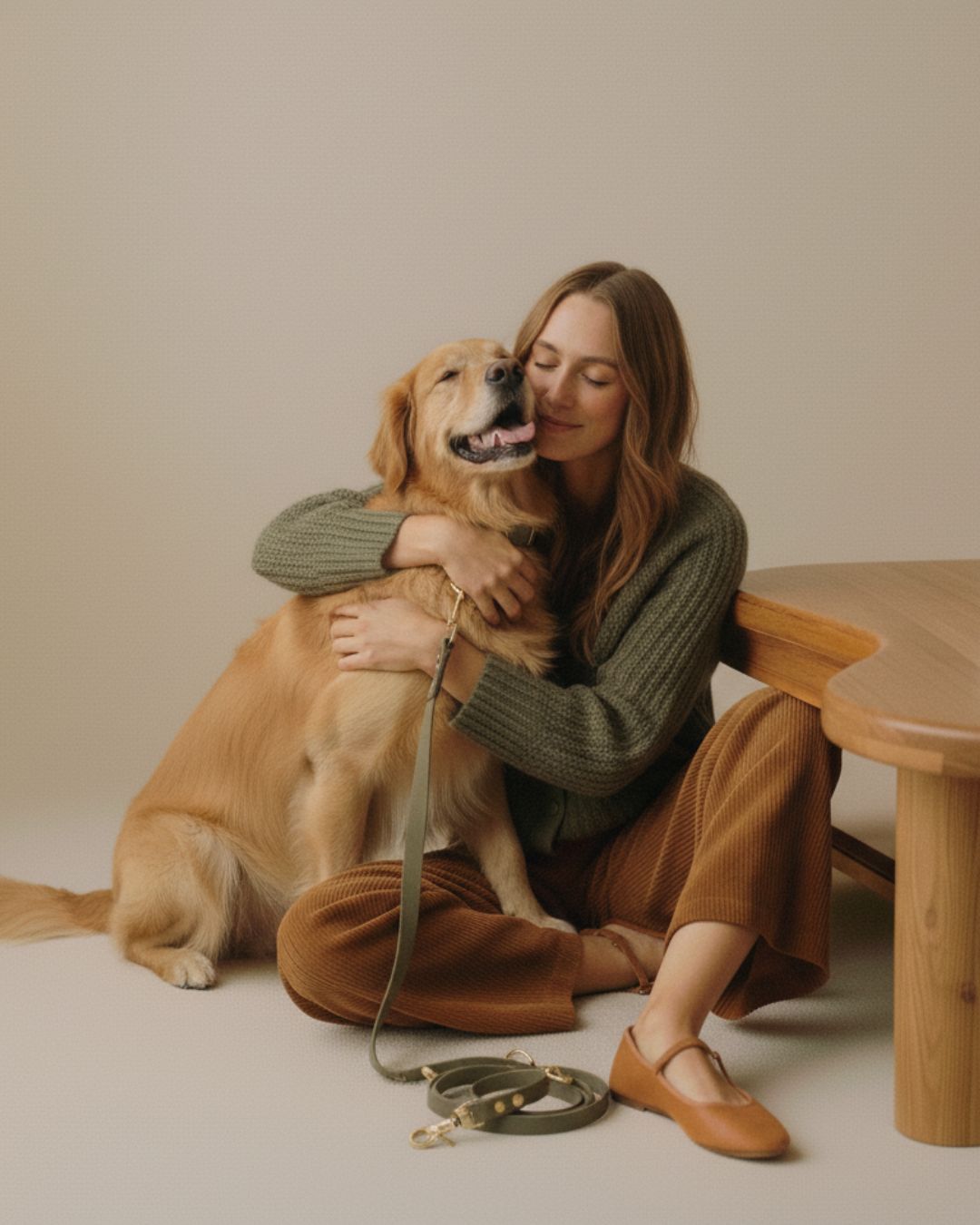 Set | Halsband & Leine aus Biothane® 'Khaki'
