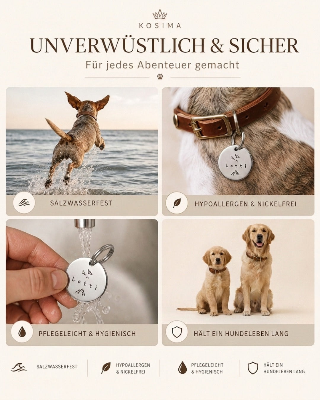 Hundemarke mit Gravur 'Silber' (Edelstahl)