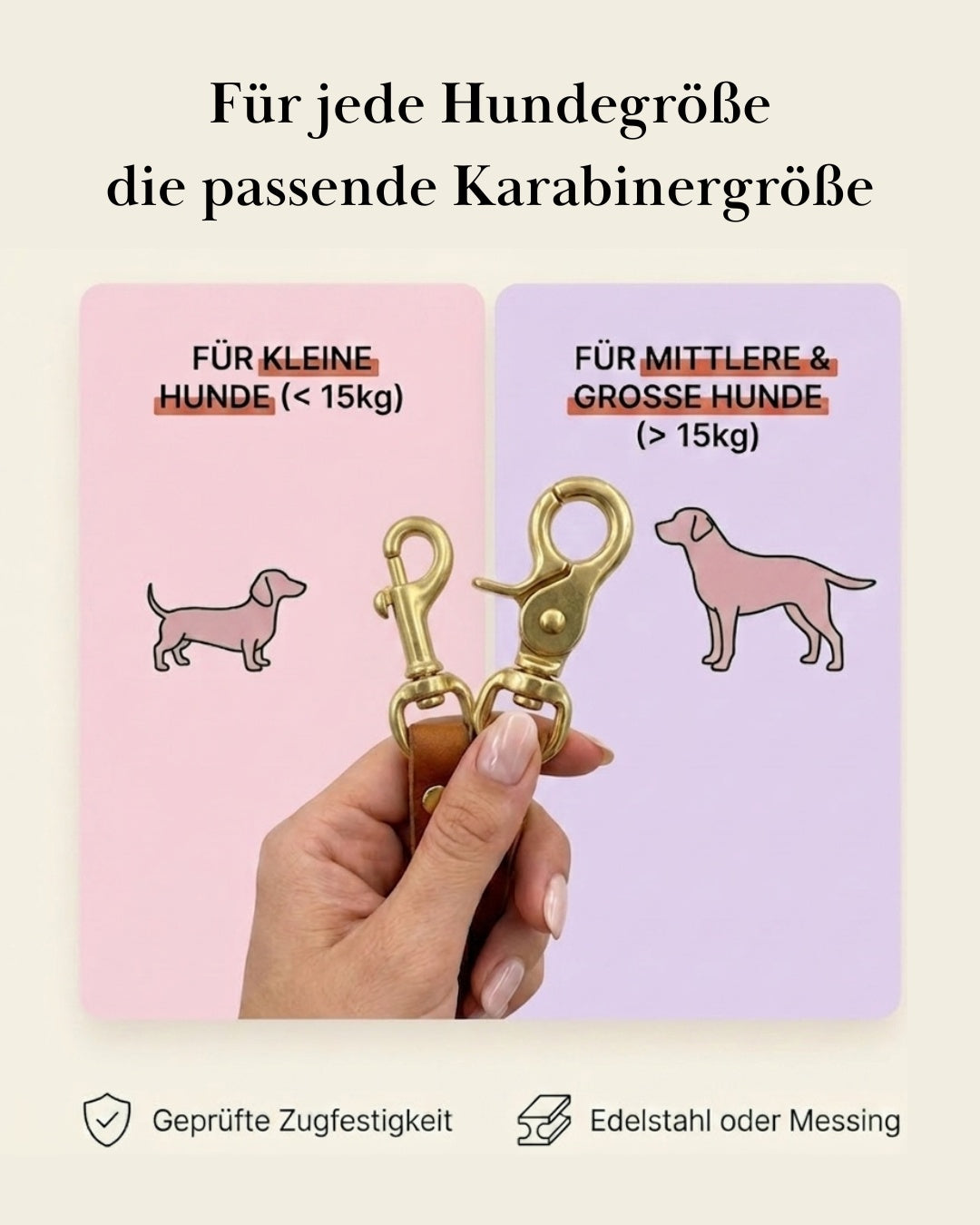 Verbindungsteil aus Leder für mehrere Hunde an einer Leine (1 Stück)