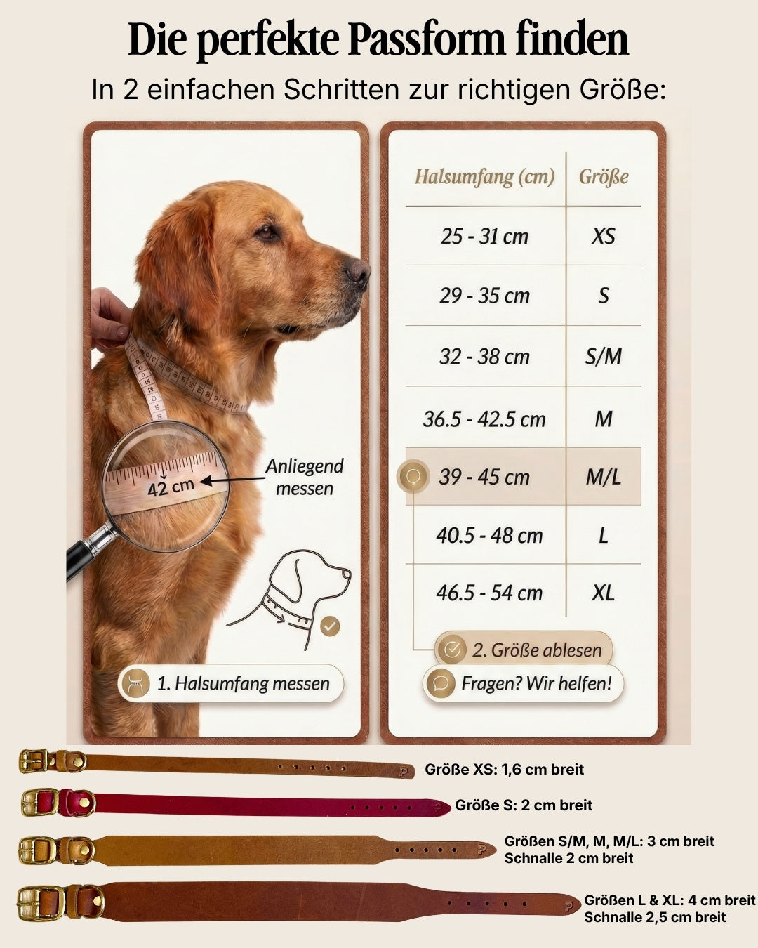 Personalisierbares Lederhalsband mit Name | Cognac