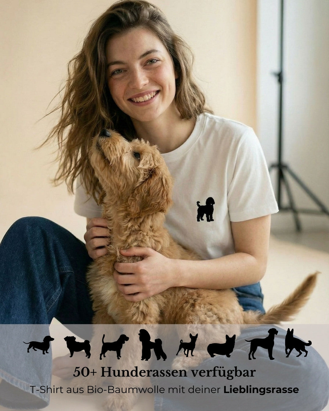 Organic T-Shirt mit deiner Hunderasse | Vintage White