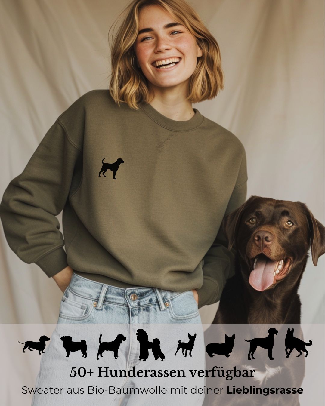 Premium Organic Sweatshirt mit deiner Hunderasse | Forest Green