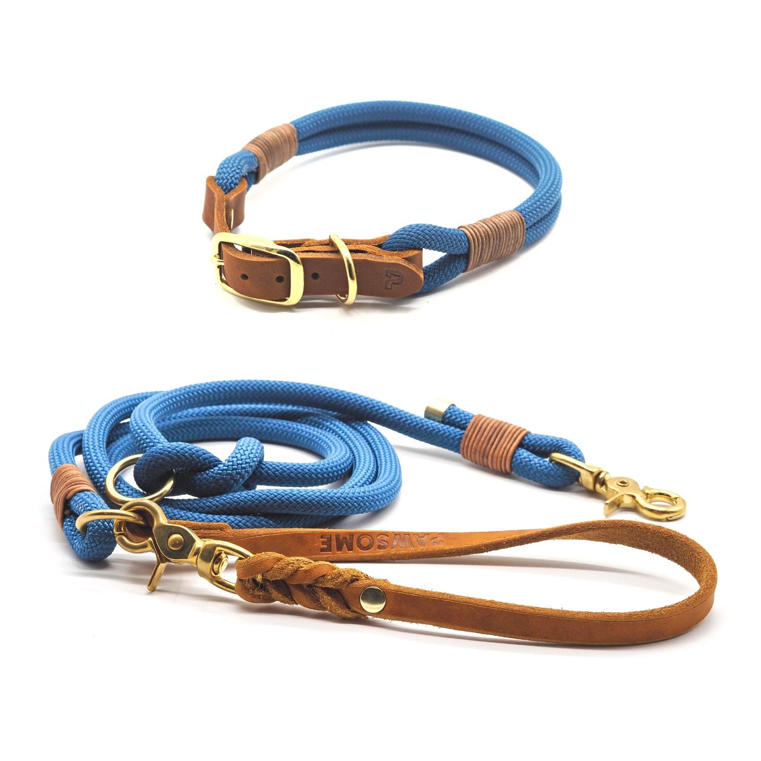 Set | Halsband & Leine 'Dusty Blue'