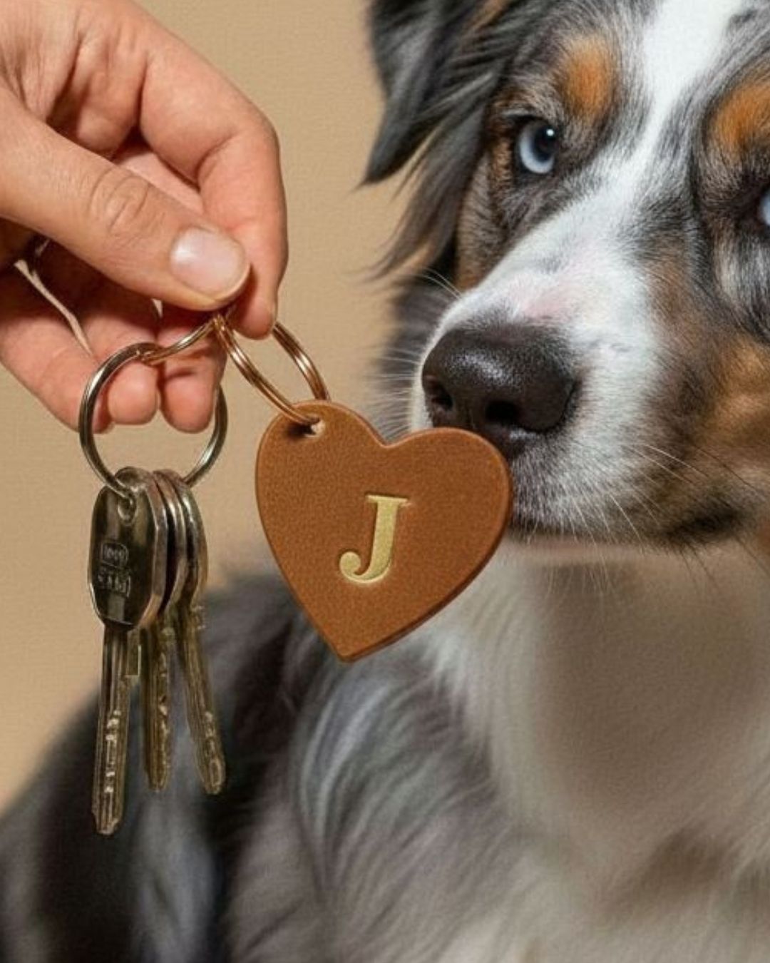 Herz-Anhänger aus Leder mit Hundenamen-Initial