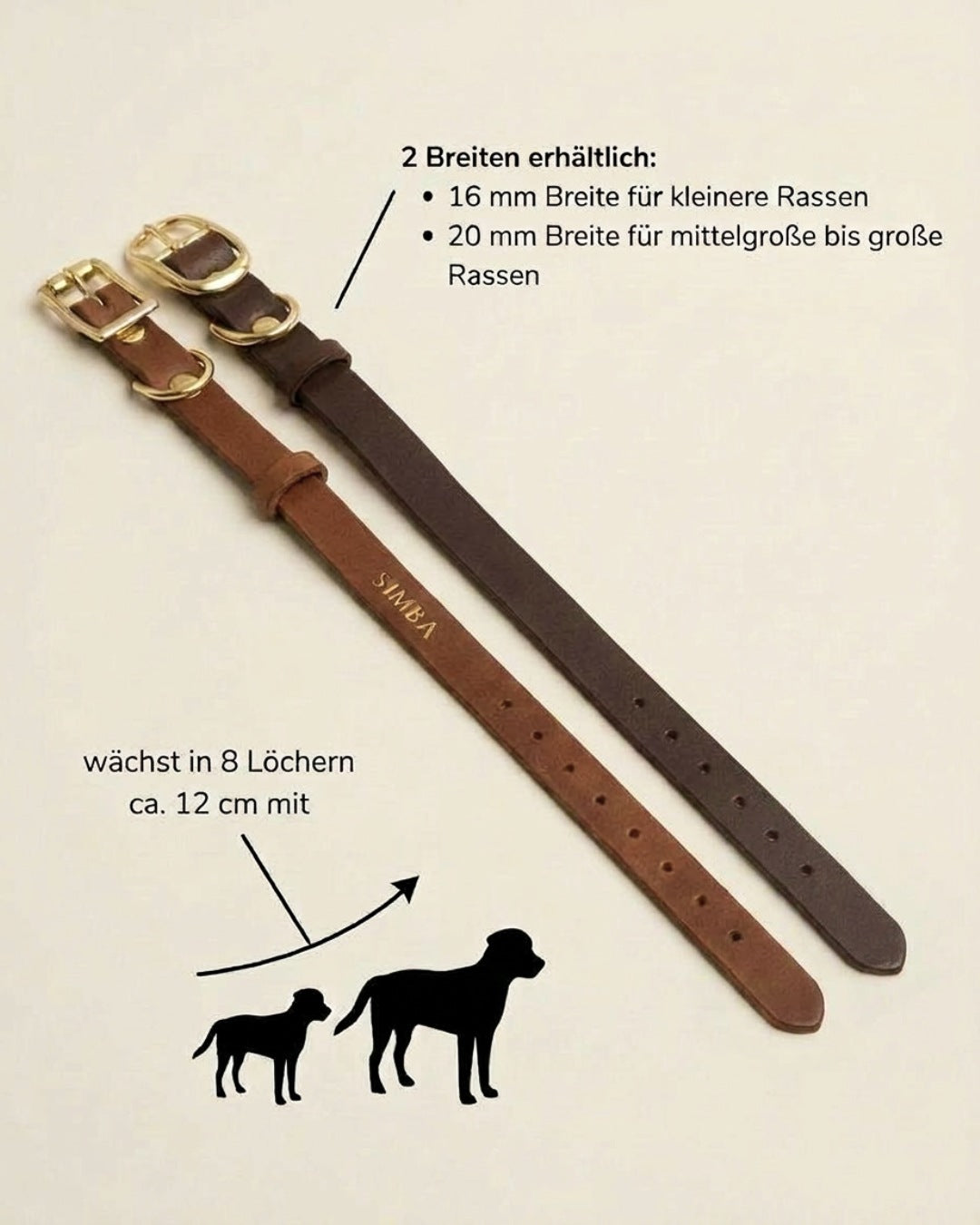 Personalisierbares Welpenhalsband aus Fettleder