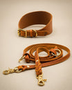 Set | Windhundhalsband (5 cm breit) & Leine aus Fettleder