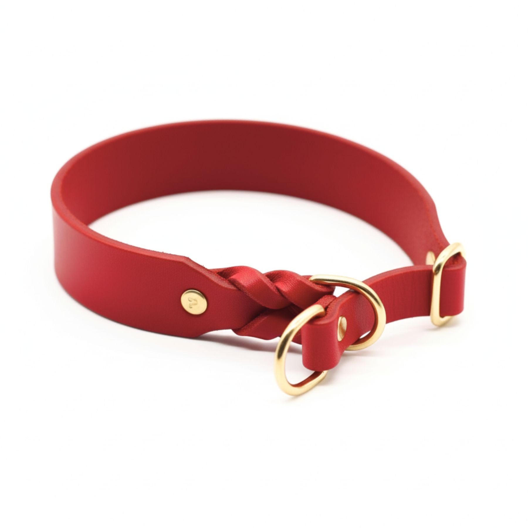 Zugstopp-Halsband aus Fettleder 'Chili'