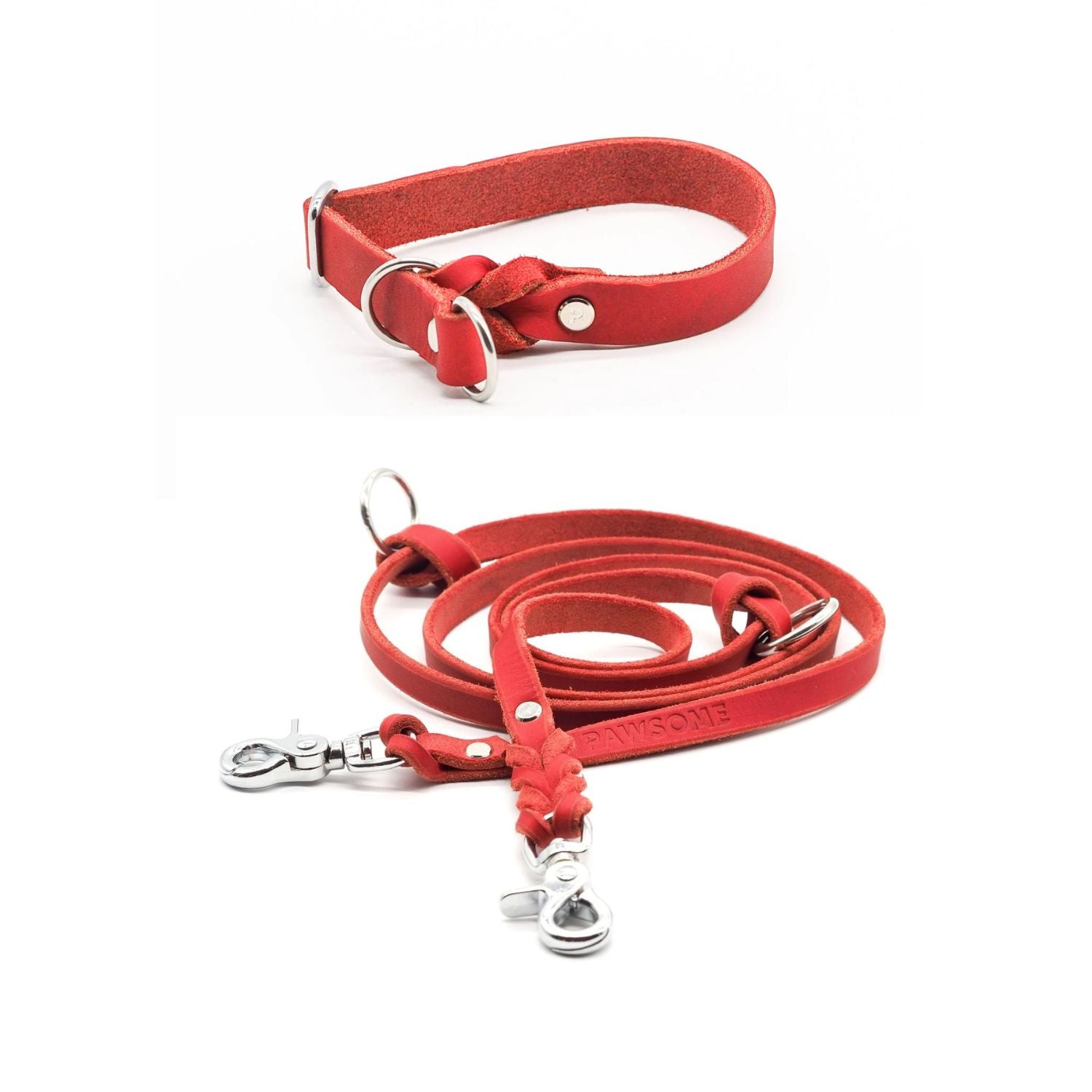 Set | Zugstopp-Halsband & Leine aus Fettleder