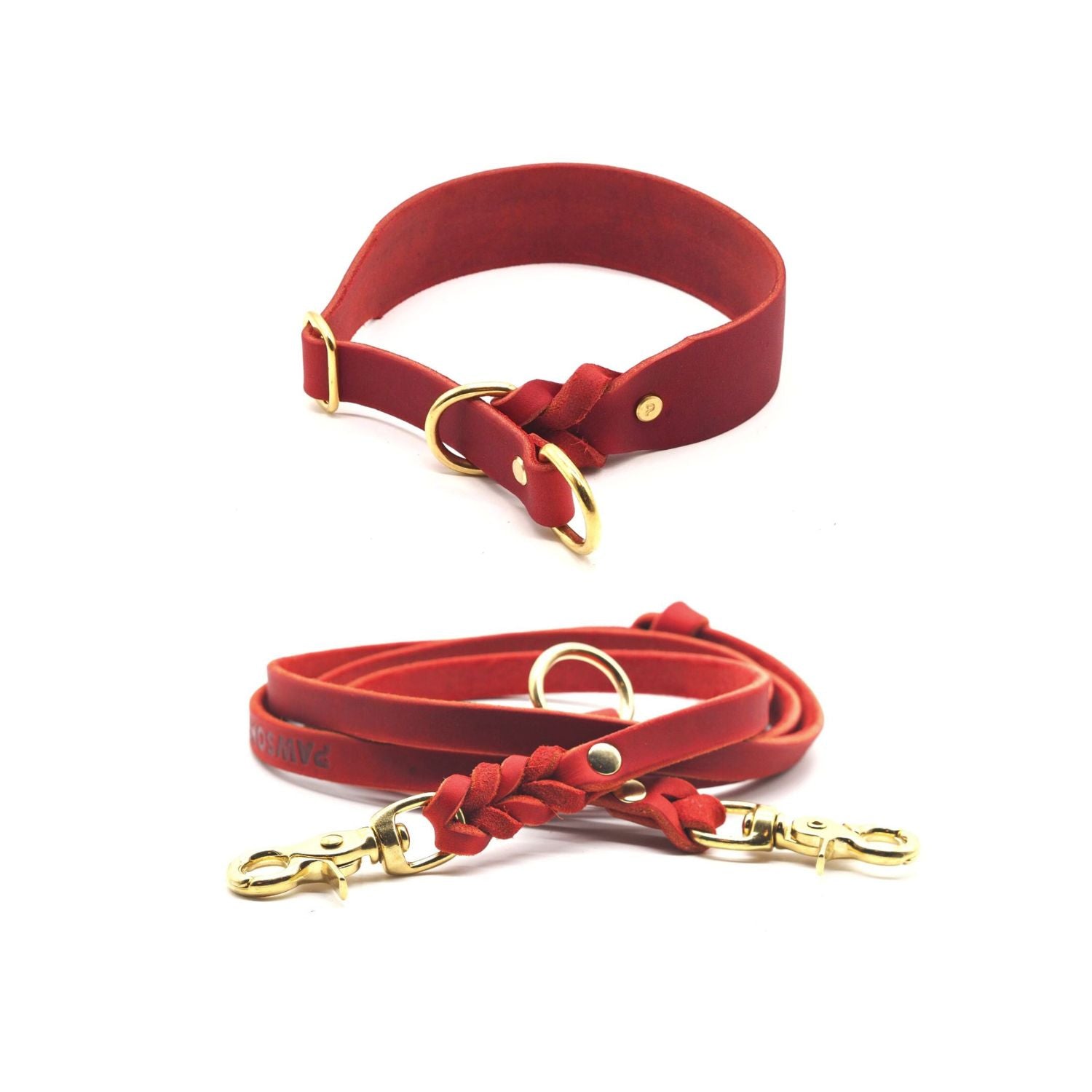 Set | Zugstopp-Halsband & Leine aus Fettleder