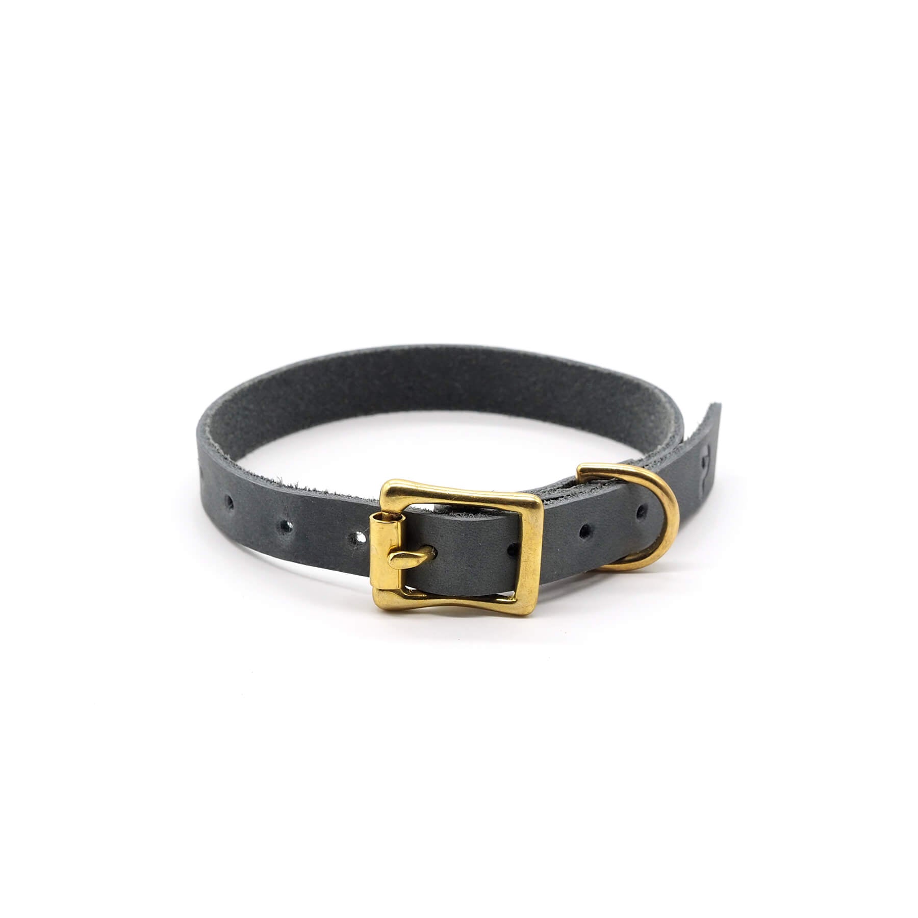 Schmales Lederhalsband in Steingrau