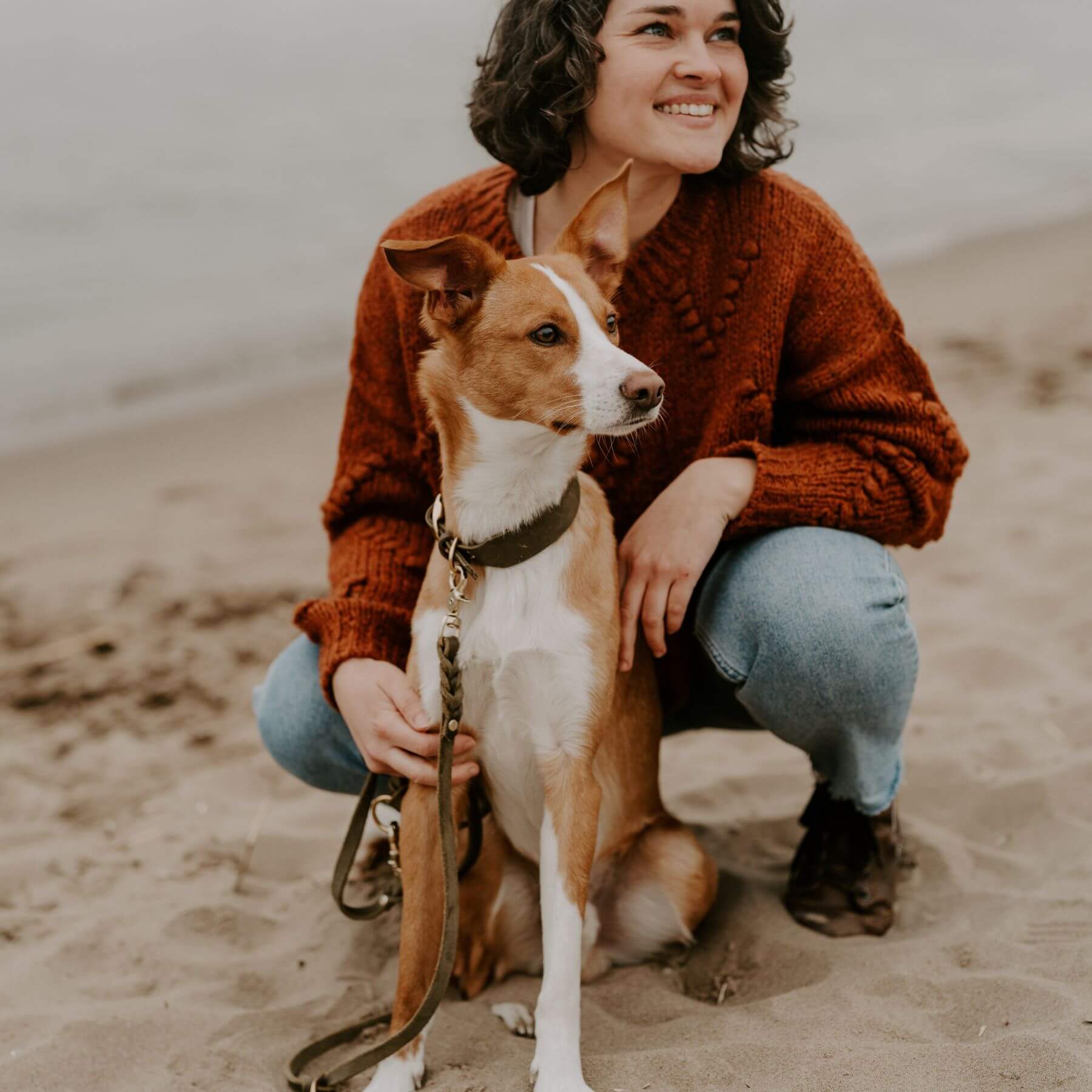 Personalisierbares Lederhalsband mit Name | Olive