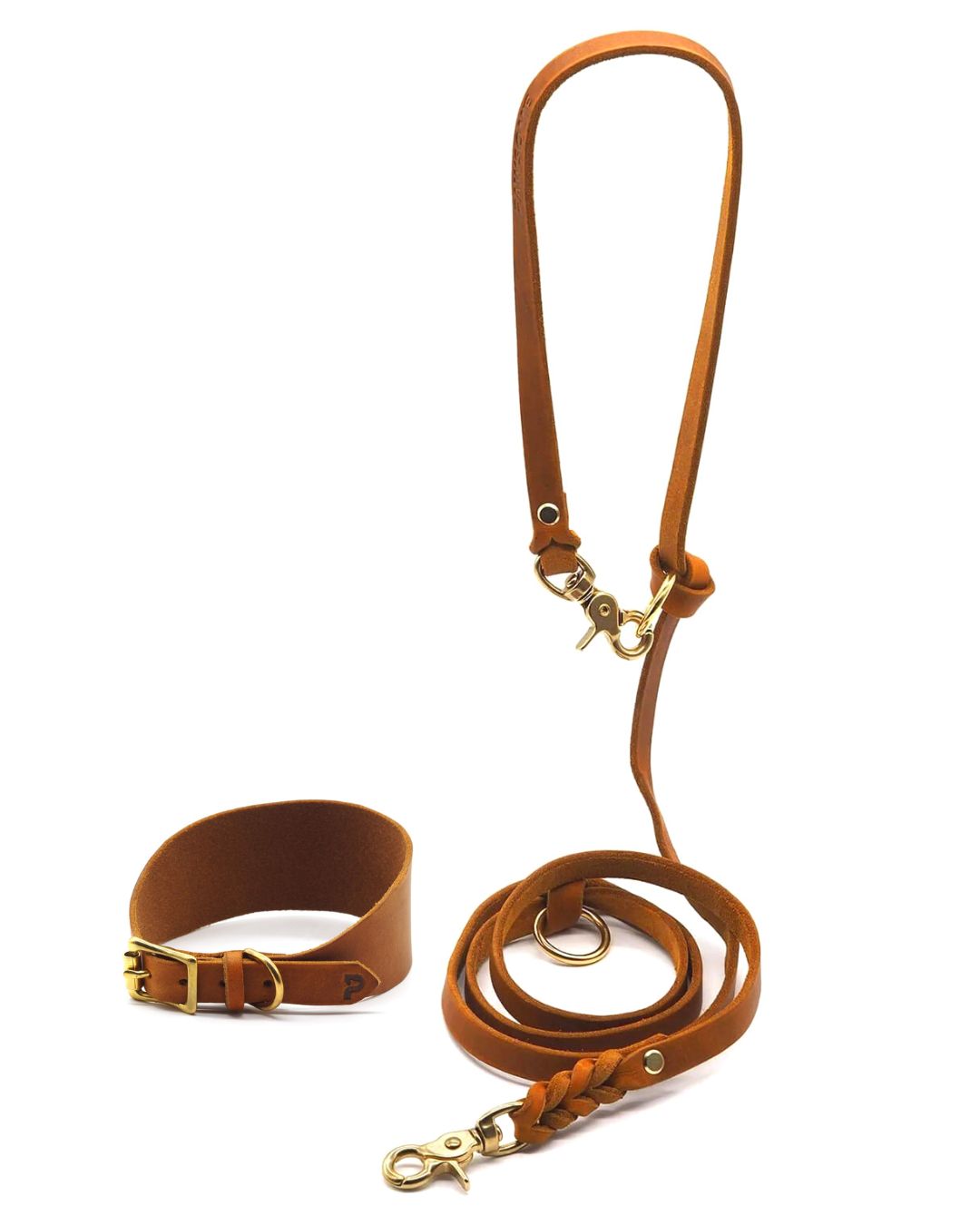 Set | Windhundhalsband (5 cm breit) & Leine aus Fettleder