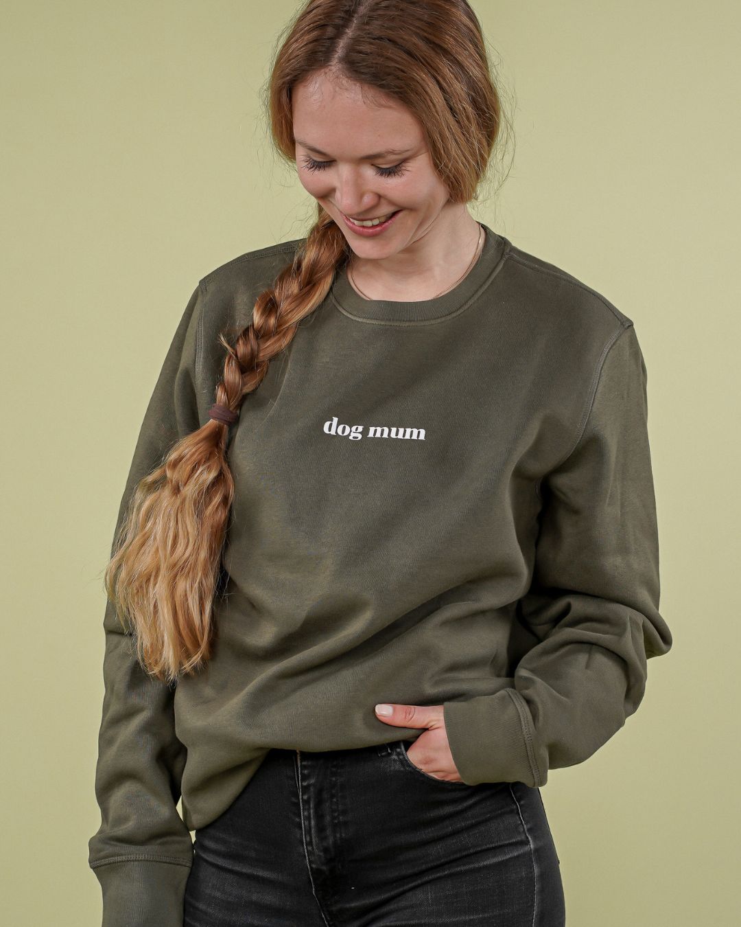 Organic Sweatshirt 'dog mum' | Forest Green