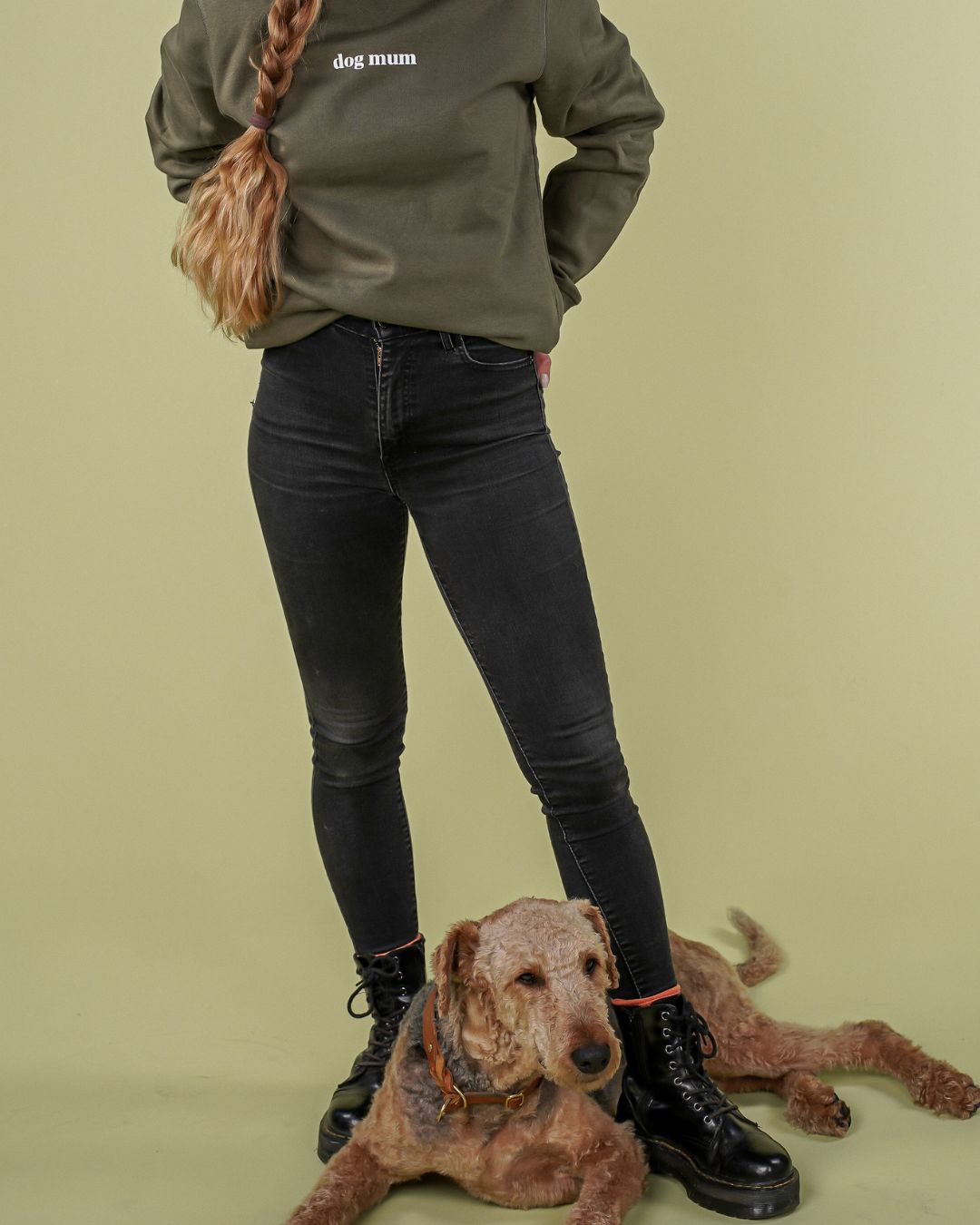 Organic Sweatshirt 'dog mum' | Forest Green