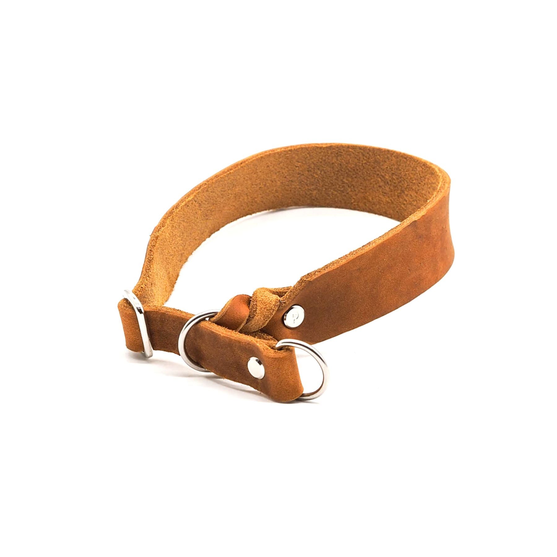 Zugstopp-Halsband aus Fettleder 'Cognac'