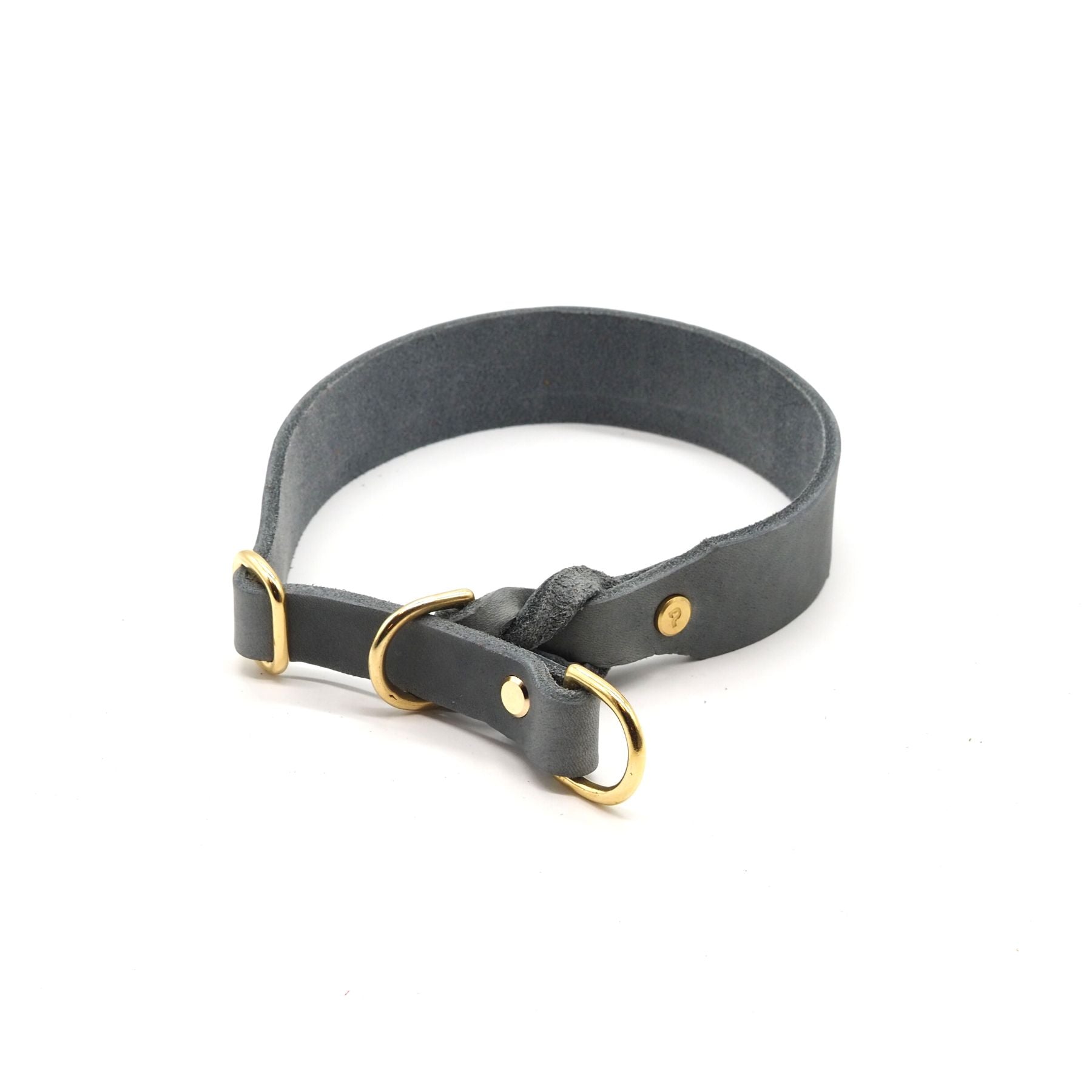 Zugstopp-Halsband aus Fettleder 'Steingrau'