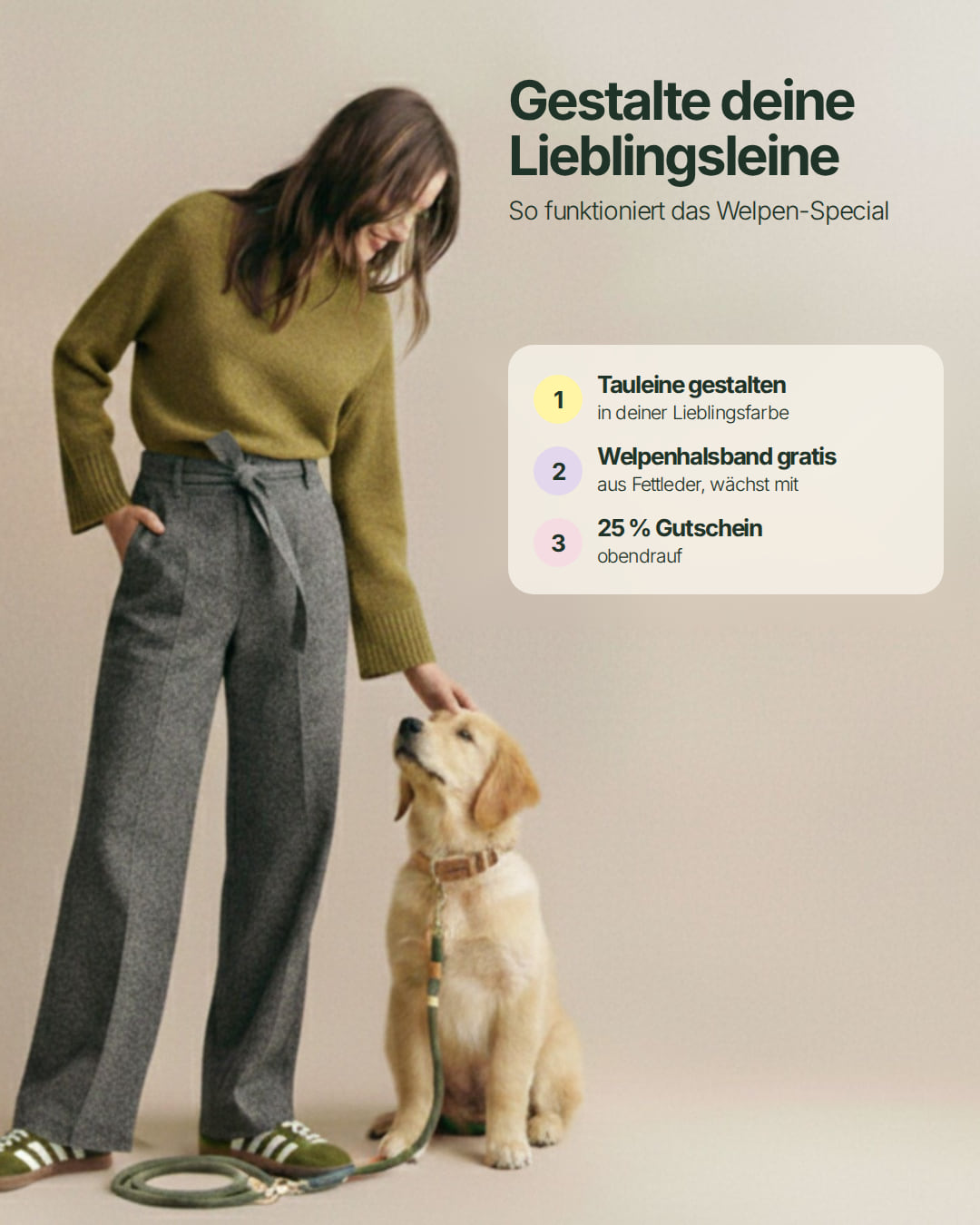Welpen-Special: Set | Welpenhalsband & Tauleine inkl. 25% Gutschein