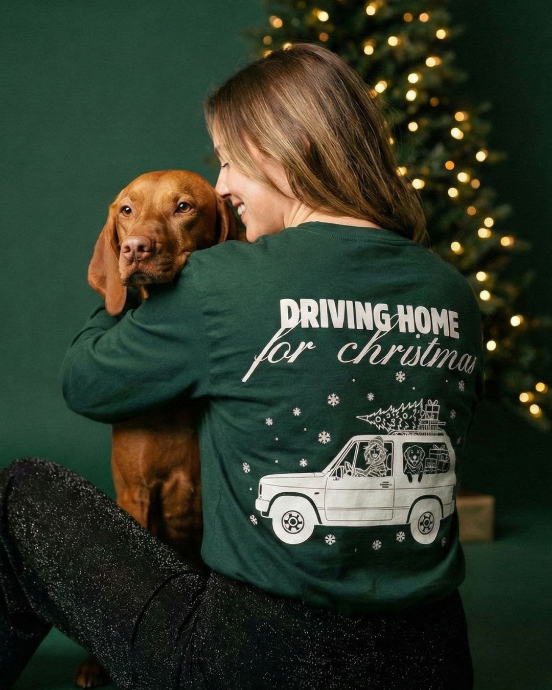 Limited | Organic Longsleeve 'DRIVING HOME for christmas' | Bottle Green