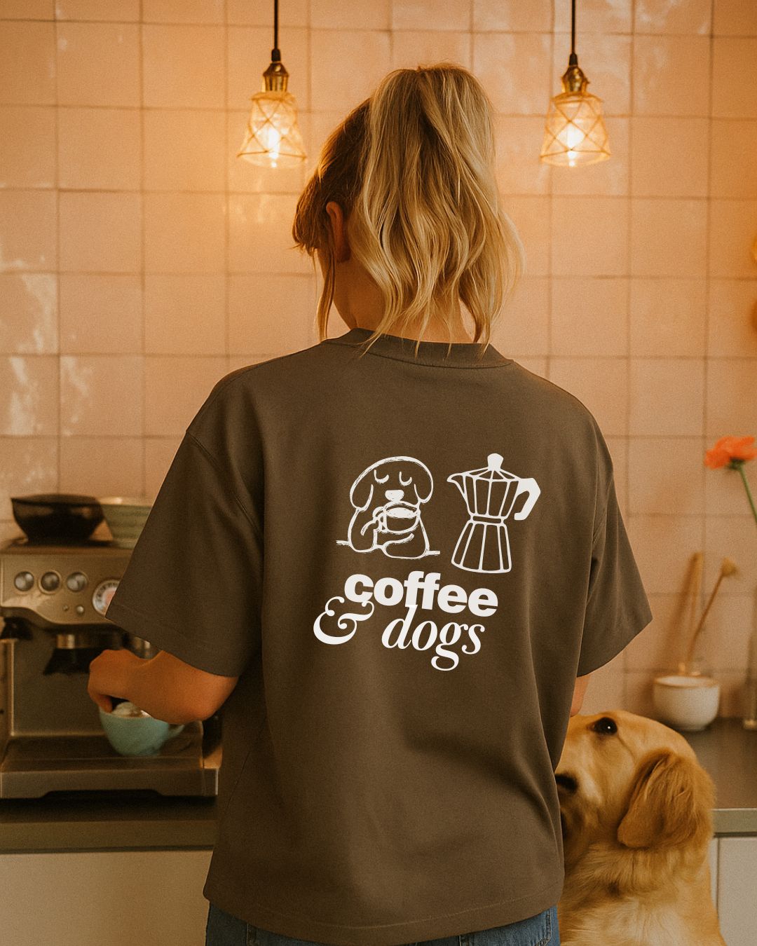 Limited | Organic Shirt 'coffee & dogs' | Mocha
