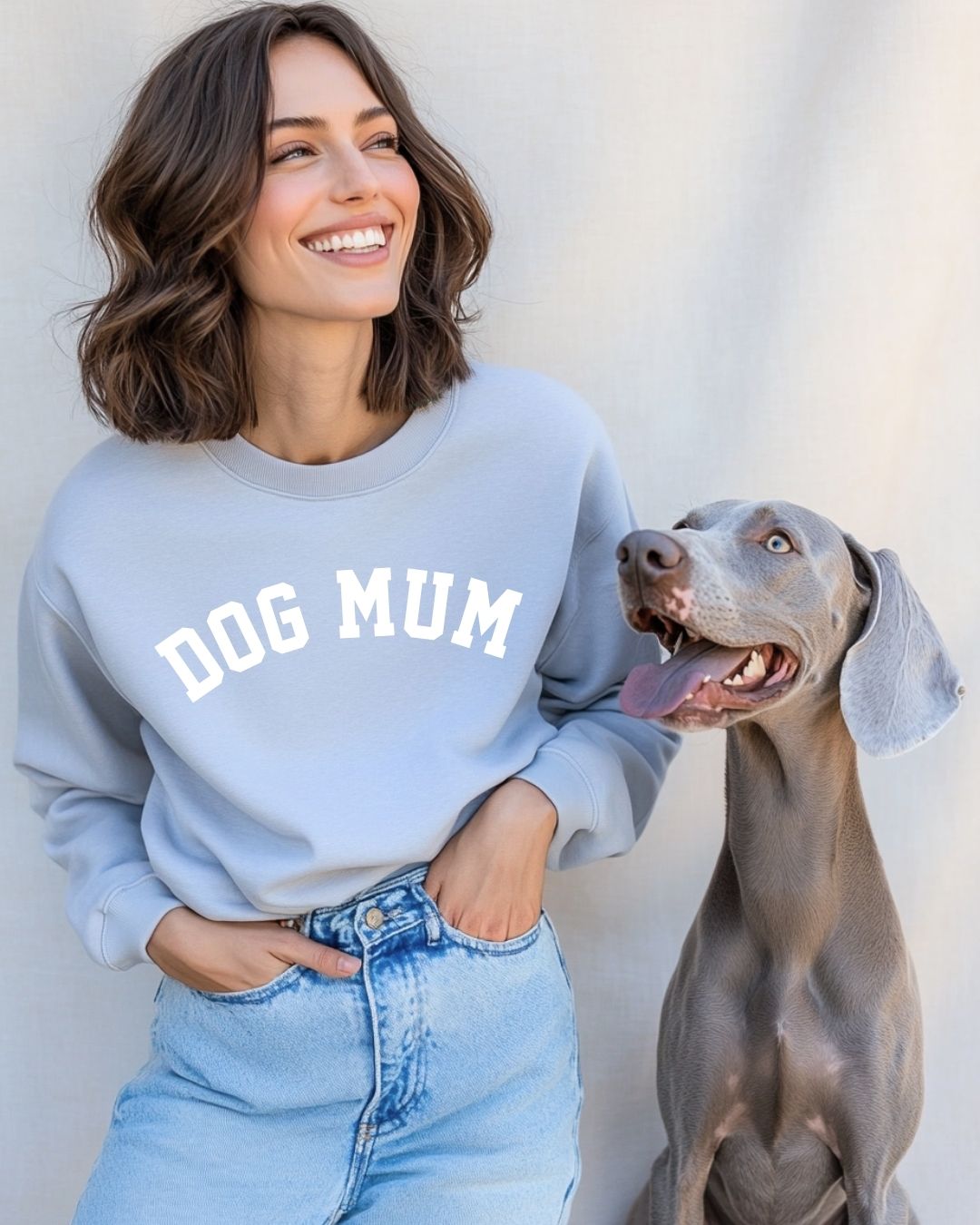 Premium Organic Sweatshirt 'DOG MUM' | Serene Blue