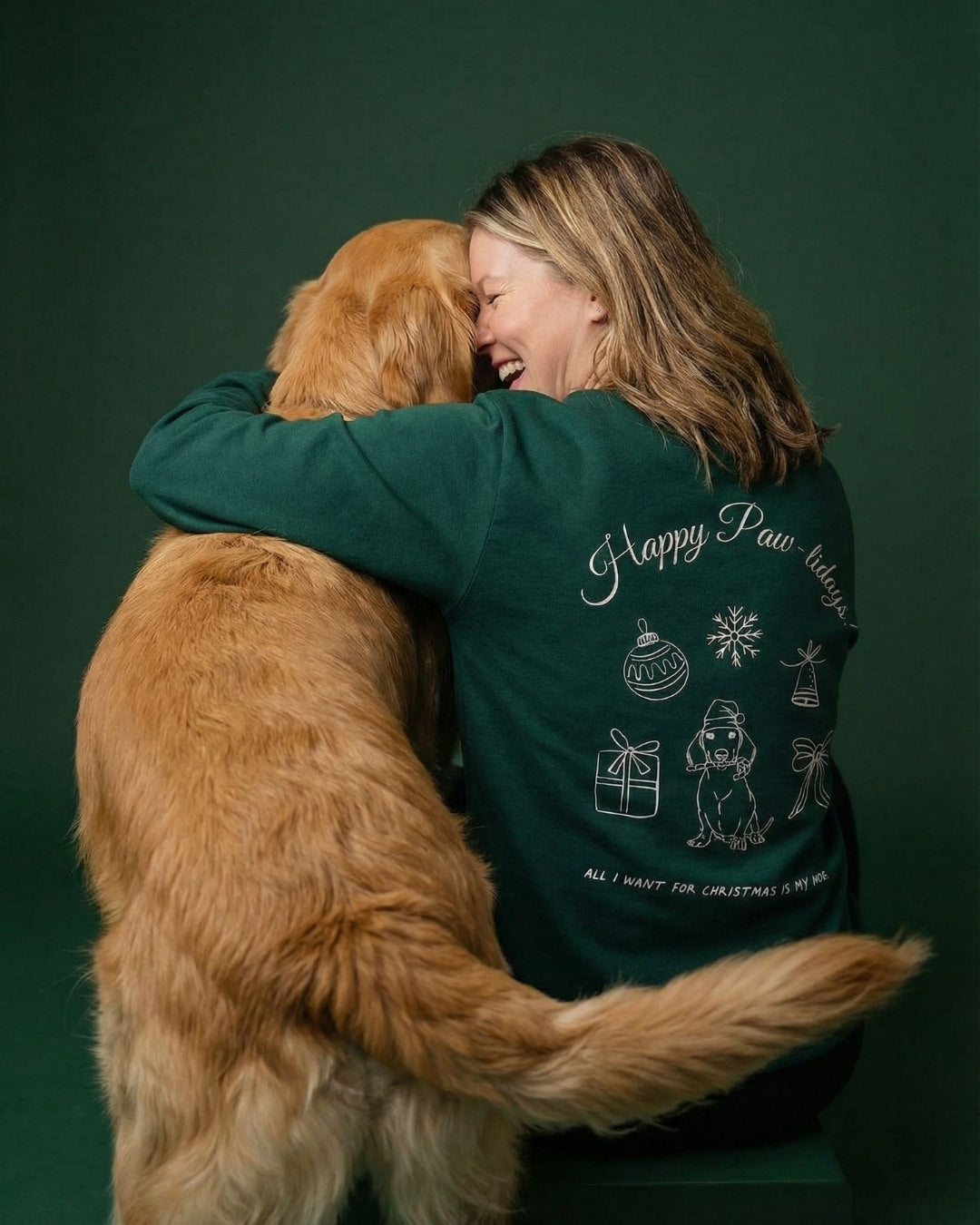 Limited | Organic Longsleeve 'Happy Paw-lidays' | Bottle Green