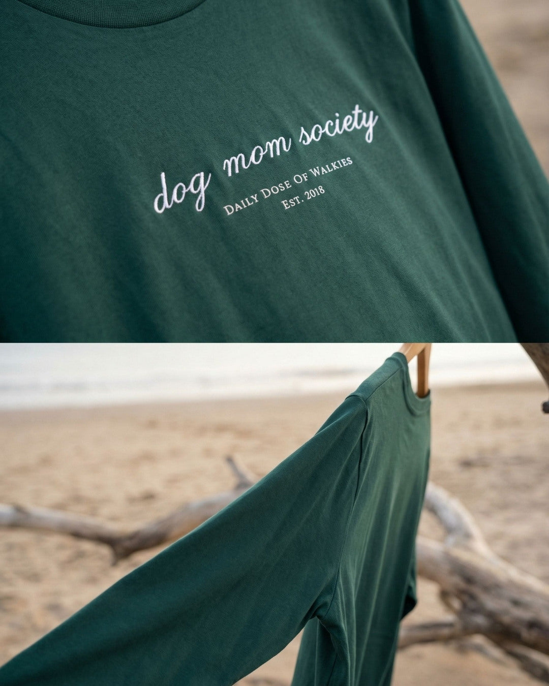 Limited | Organic Longsleeve 'dog mom society' | Bottle Green