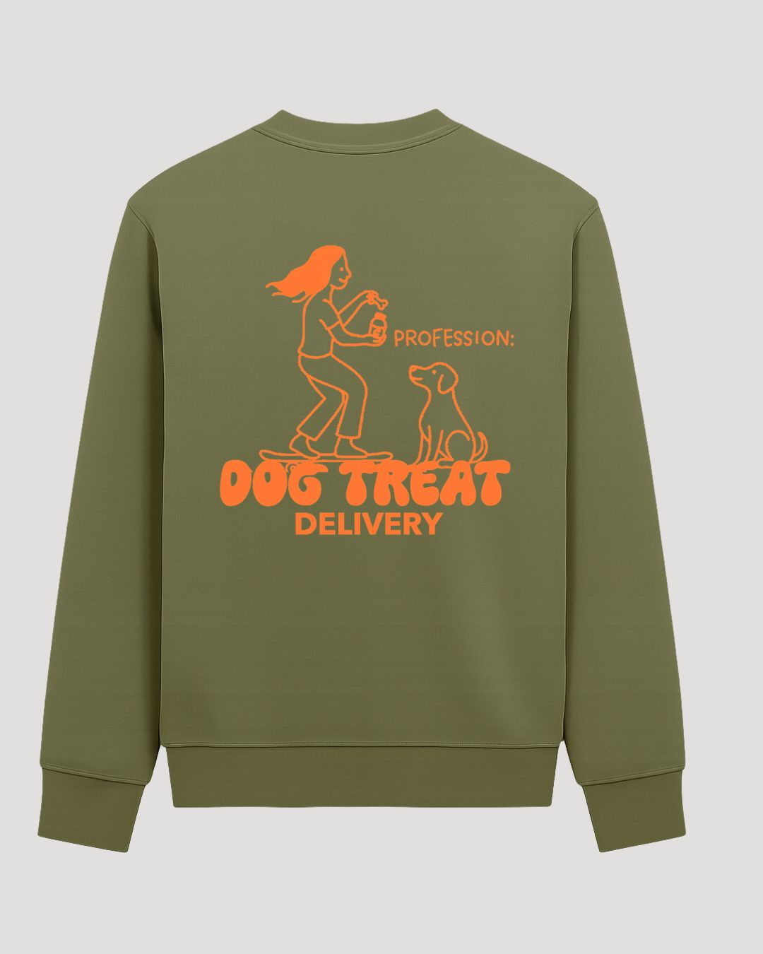 Organic Sweatshirt 'dog treat delivery' | Forest Green