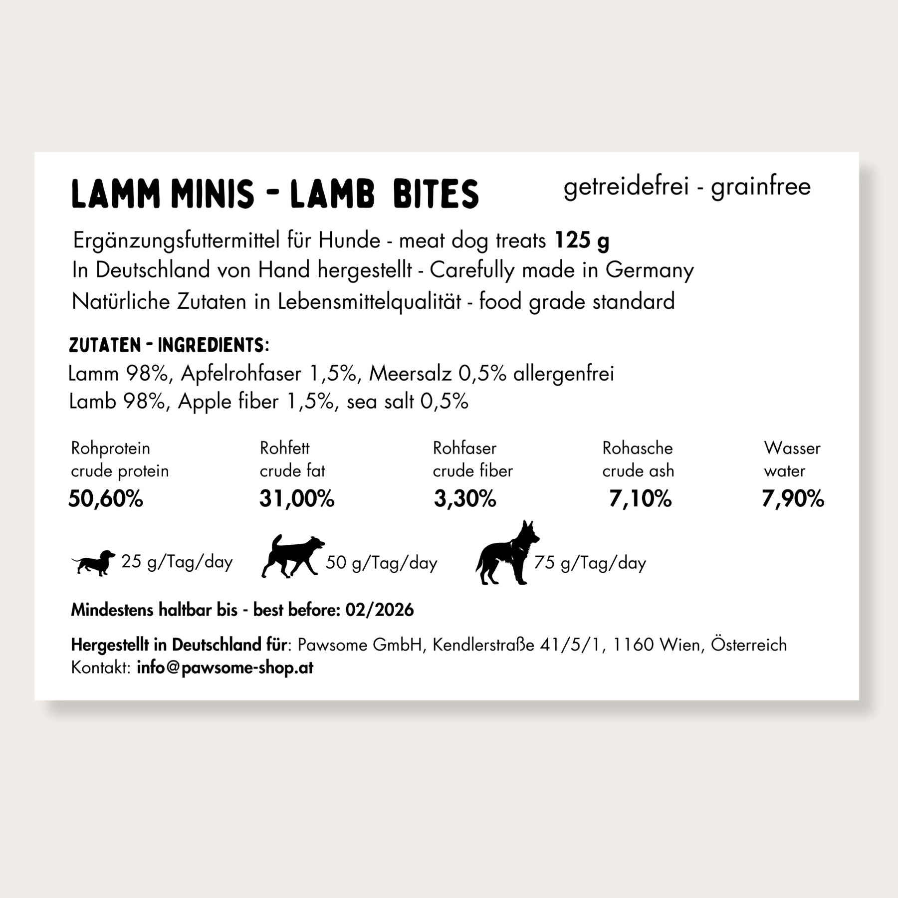 Hundeleckerlis 'Lamm Minis' 125 g