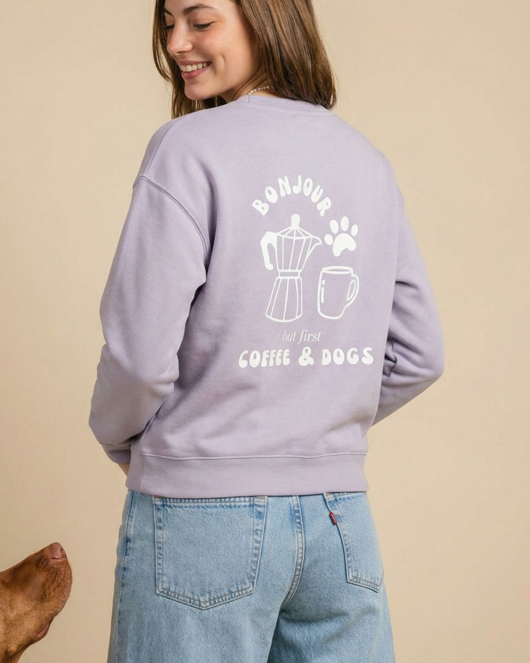 Limited | Organic Sweatshirt 'BONJOUR' | Lavendel