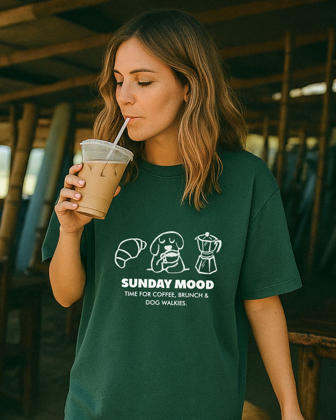 Limited | Organic Shirt 'sunday mood' | Bottle Green