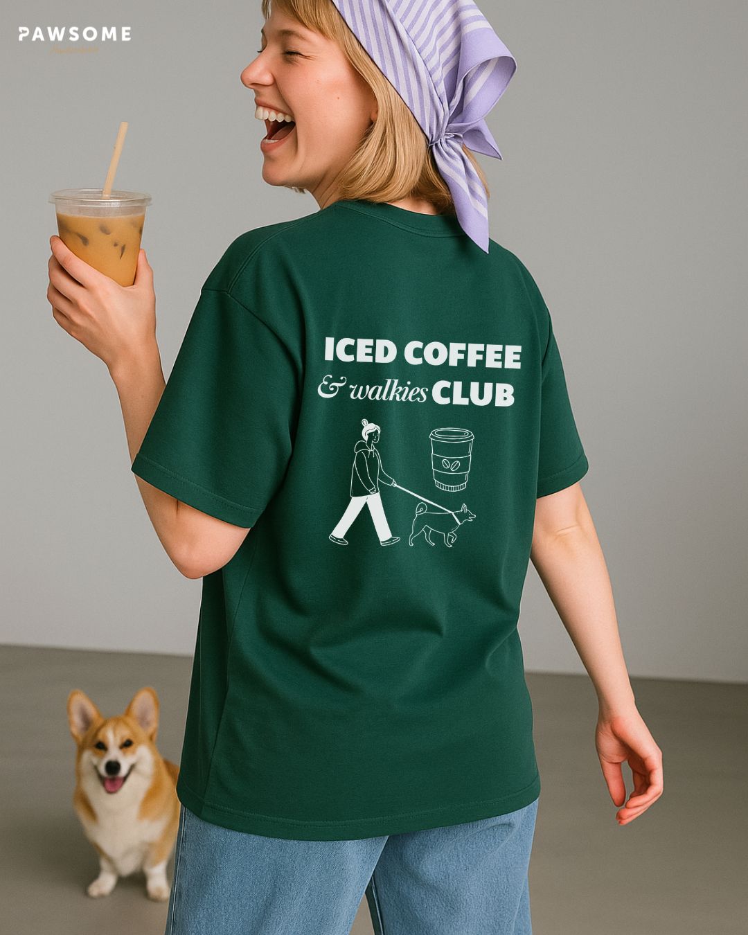Limited | Organic Shirt 'iced coffee & walkies club' | Bottle Green
