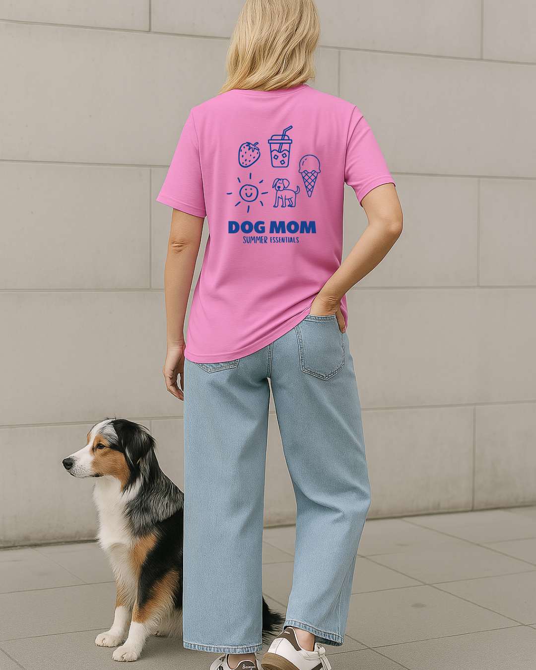 Limited | Organic Shirt 'dog mom summer essentials' | Bubble Pink